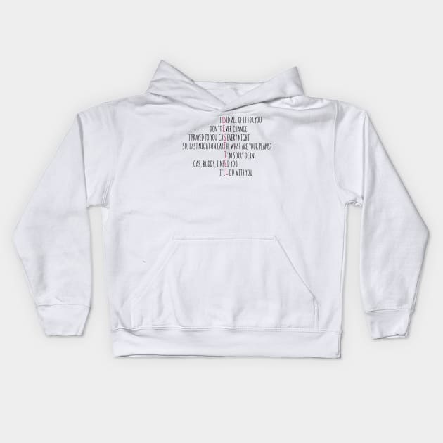 Destiel Quotes Kids Hoodie by KayWinchester92